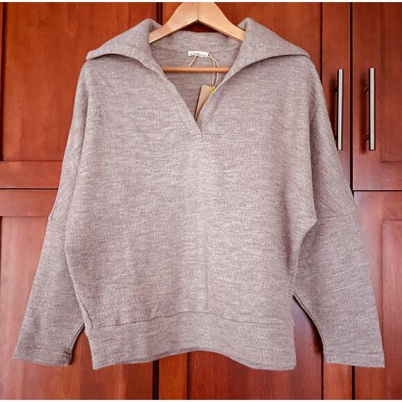 OGL Sweater V-Neck Collar Ribbed Heather Brown Tan Size Medium NEW - Picture 2 of 7